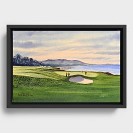 Pebble Beach Golf Course 9th Green Framed Canvas