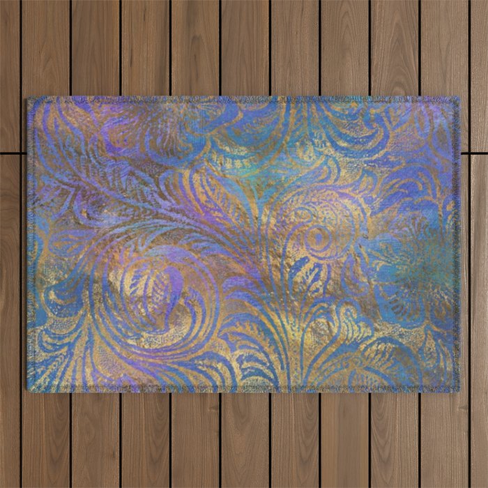 Abstract Grunge Gold 7 Outdoor Rug