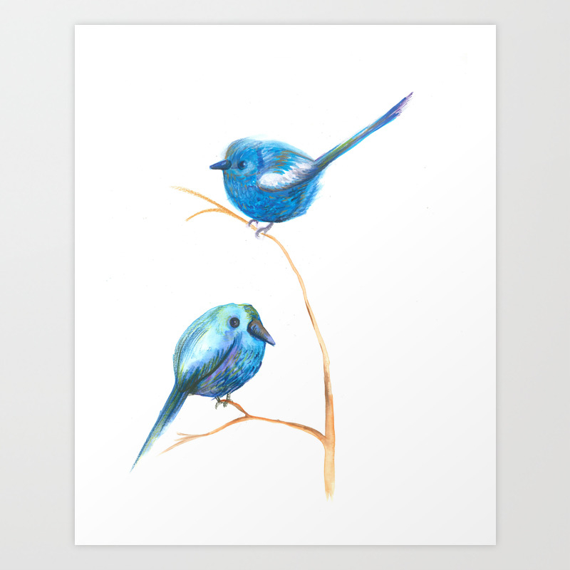 Pajaritos Azules Blue Birds Art Print By Franciscabravoo Society6