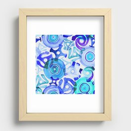 Vinyl Records & Adapters Watercolor Painting Pattern Recessed Framed Print
