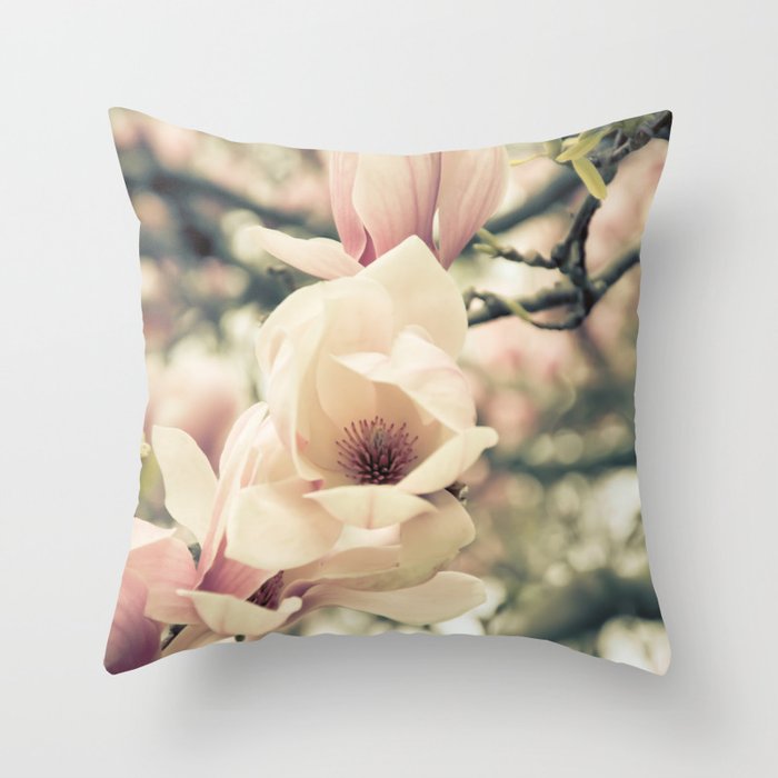 Magnolia Tree Bloom.  Flower Photography Throw Pillow