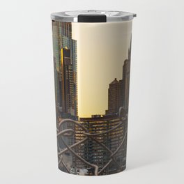 New York City Sunset Through the Fence Travel Mug