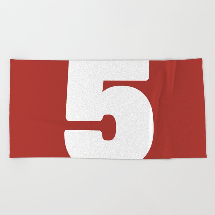 5 (White & Brownish Number) Beach Towel