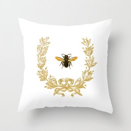 French Bee acorn wreath Throw Pillow