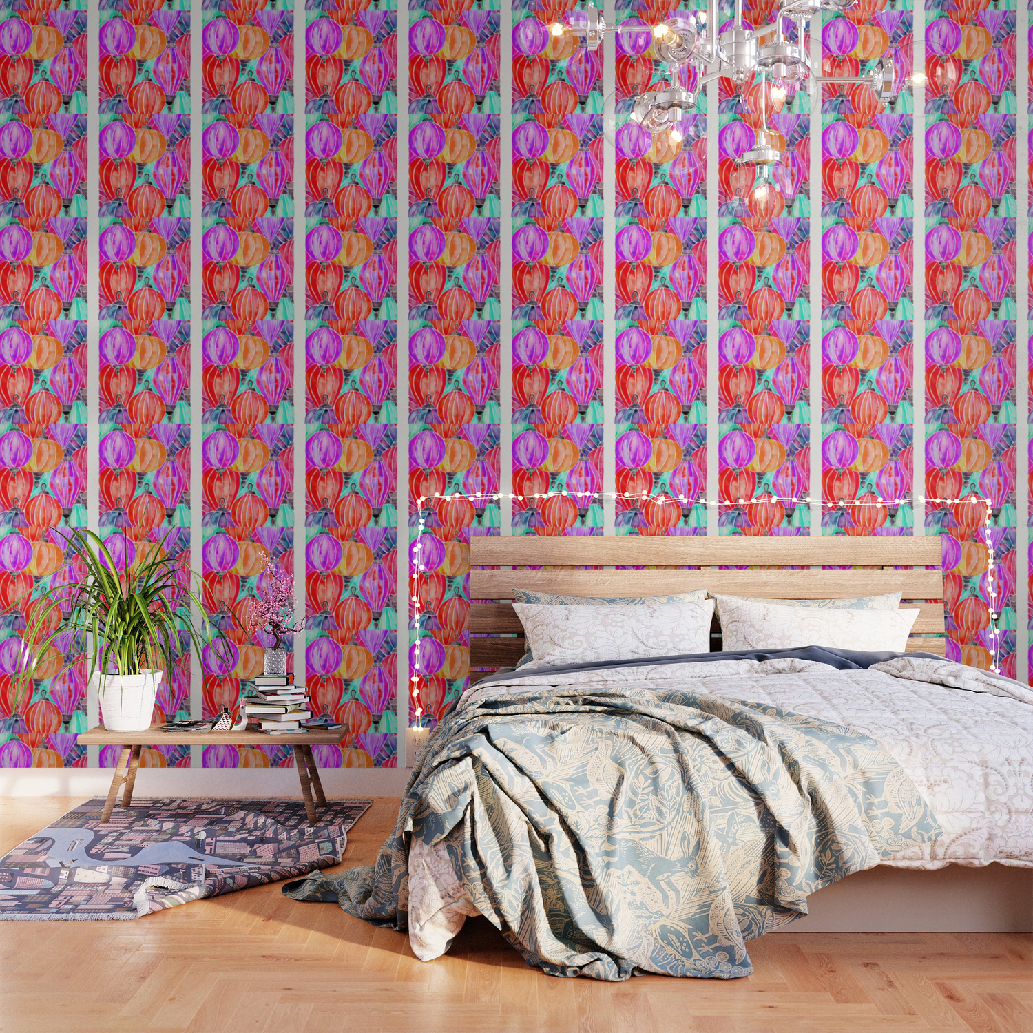 Vietnamese Lanters Tertiary Palette Wallpaper By Catcoq Society6