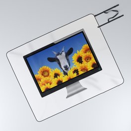 Computer Screen - Goat Sunflowers Field - Animals Picnic Blanket