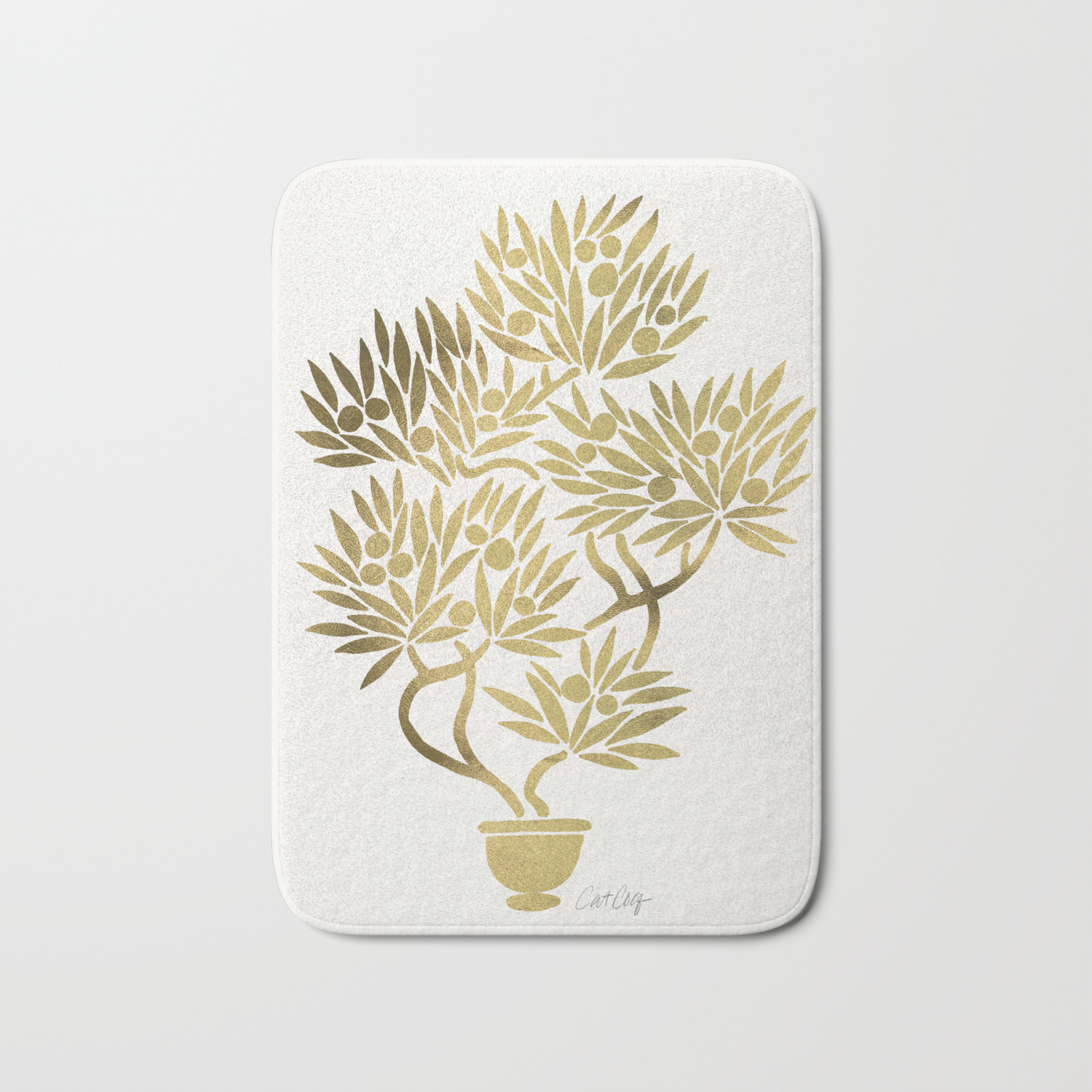 Bonsai Fruit Tree Gold Palette Bath Mat By Catcoq Society6