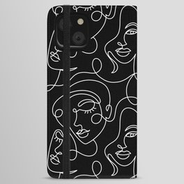 Seamless pattern with abstract faces on black. iPhone Wallet Case
