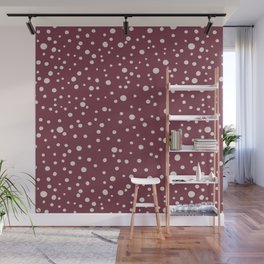 Retro red and off white abstract polka dots pattern Wall Mural