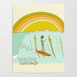 surf legend gerry lopez lightning bolt retro surf art by surfy birdy Poster