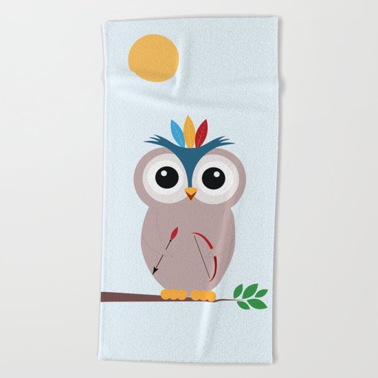 Be brave with owl Beach Towel