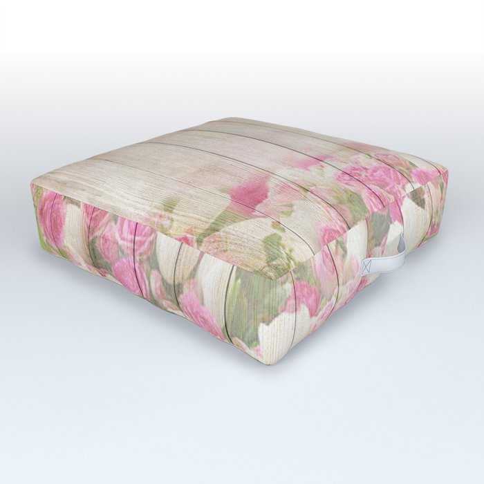 Beautiful Pink Tulip Floral Vintage Shabby Chic Outdoor Floor