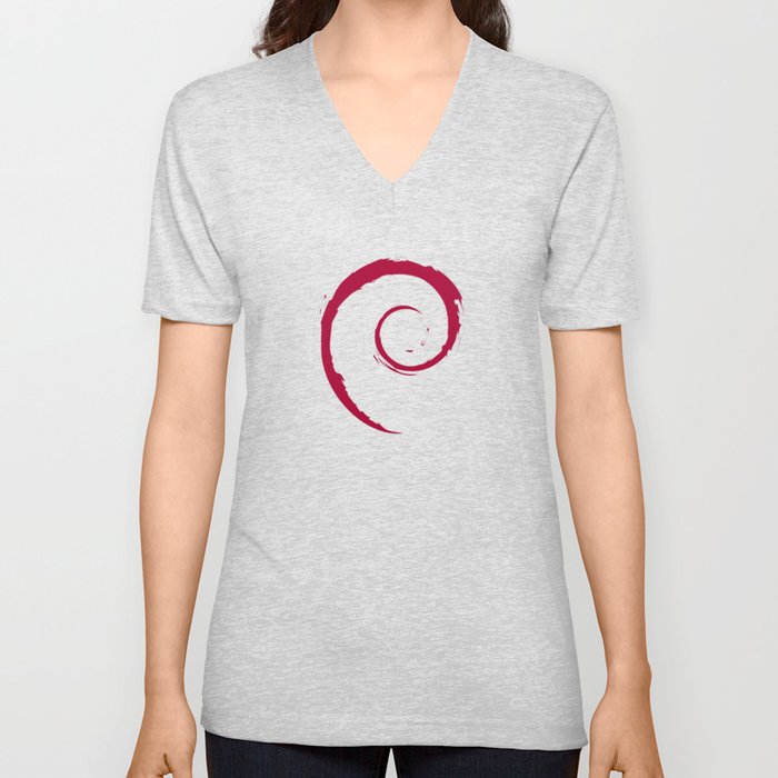 Debian Official Spiral Swirl Logo T-Shirt V Neck T Shirt
