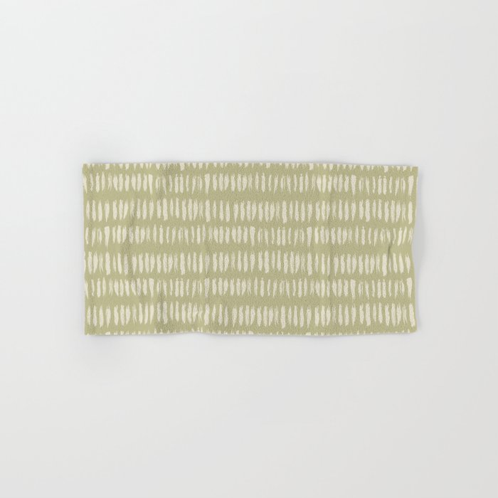 Pale Beige on Earthy Green Parable to 2020 Color of the Year Back to Nature Grunge Vertical Dashes Hand & Bath Towel