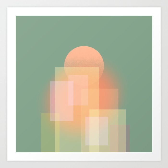 Abstract geometric pixel city 4 Art Print