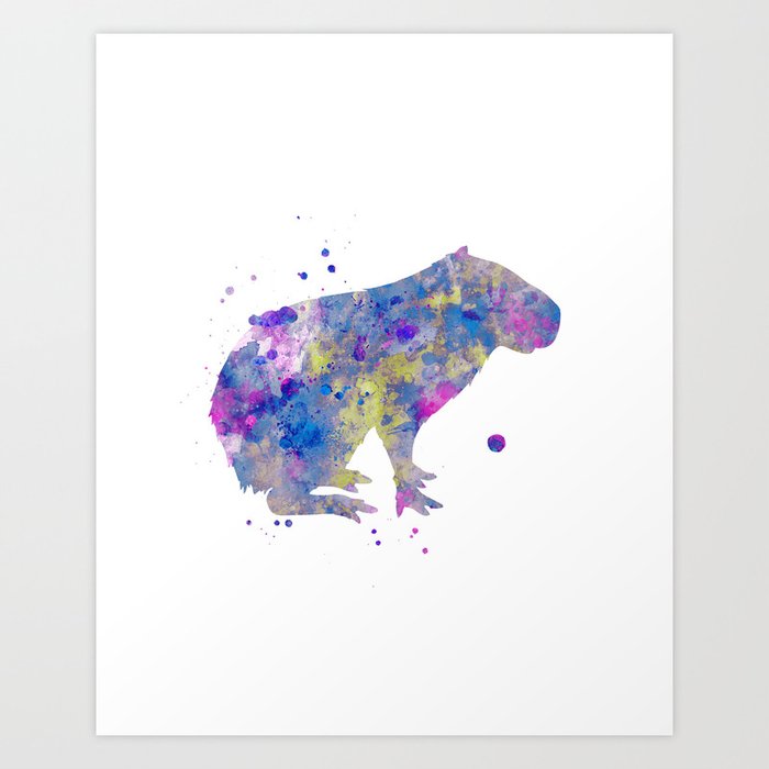 Capybara Watercolor Painting Art Print