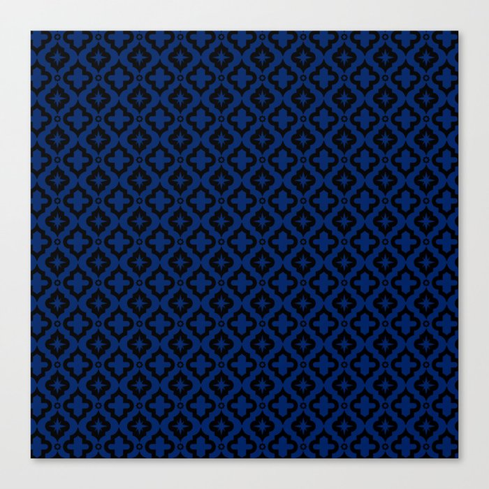 Blue and Black Ornamental Arabic Pattern Canvas Print