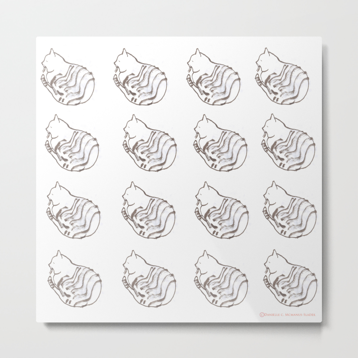Brush Pen Drawing Of A Domestic Cat Pattern Metal Print By Loveofdrawing Society6