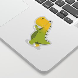Happy Cartoon Green T-Rex Dinosaur Sticker