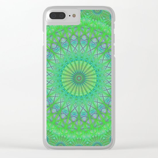 Green web mandala Clear iPhone Case