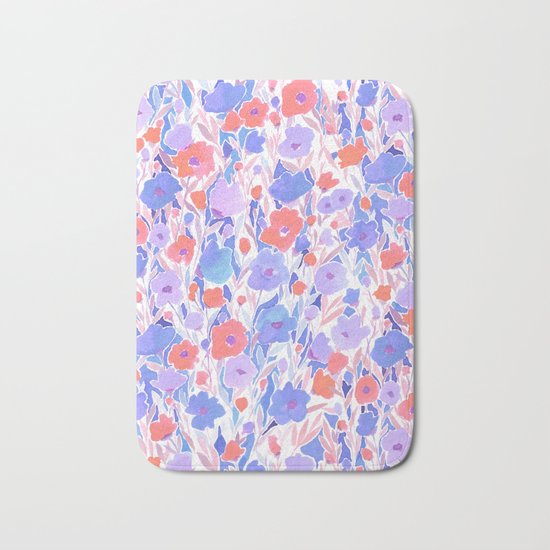 Flower Field Apricot Lilac Bath Mat