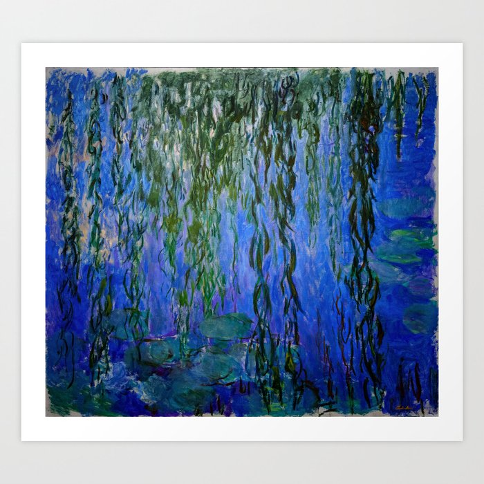 Claude Monet - Water Lilies with weeping willow branches Art Print