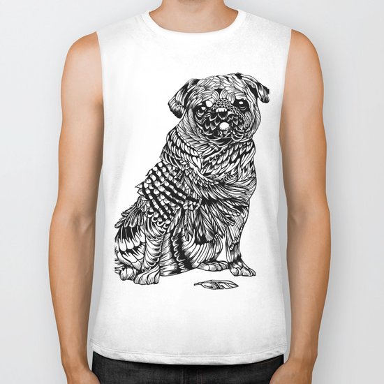 Pug Feather Biker Tank
