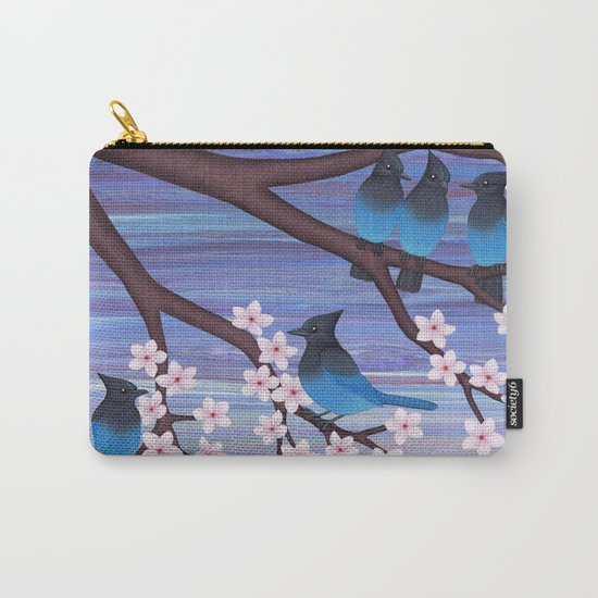 Steller’s jays and cherry blossoms Carry-All Pouch