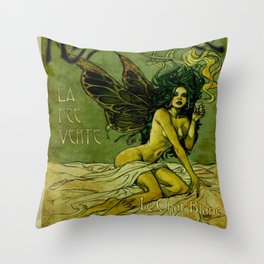 Vintage Parisian Green Fairy Absinthe Alcoholic Aperitif Advertisement Poster Throw Pillow | Greenfairy, Dinningroom, Alcohol, Curated, Kitchen, Spirits, Vintage, Graphicdesign, French, Aperitifs 