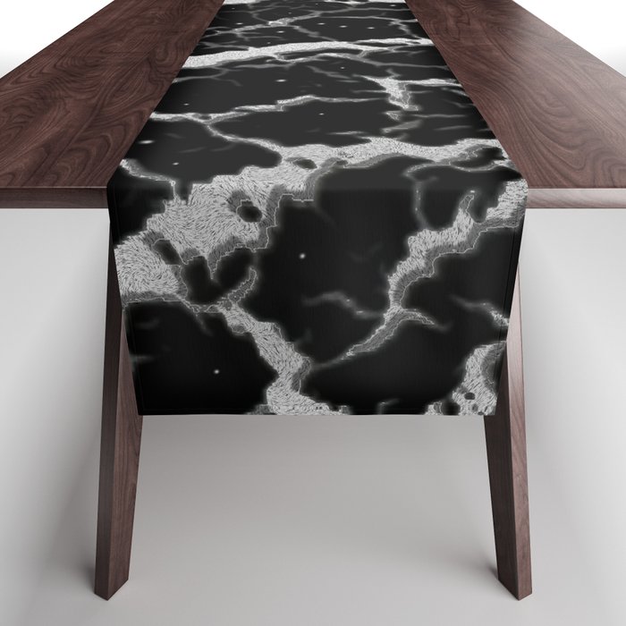 Cracked Space Lava - Silver/White Table Runner