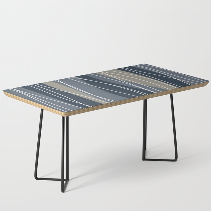 Abstract Stripes and Lines in Navy Blue, Grey, Beige and White Coffee Table