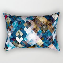 geometric pixel square pattern abstract background in blue brown Rectangular Pillow