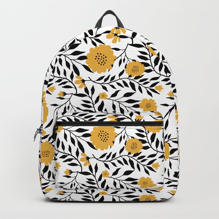 Black and Yellow Foliage Print  Backpack