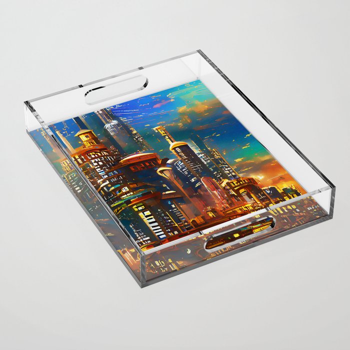 Skyline from the Future Acrylic Tray