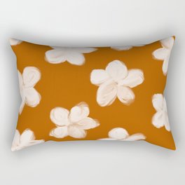 Retro 60s 70s Flowers over Neutral Earthy Brown Rectangular Pillow