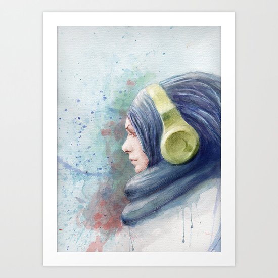 girl watercolor Art Print