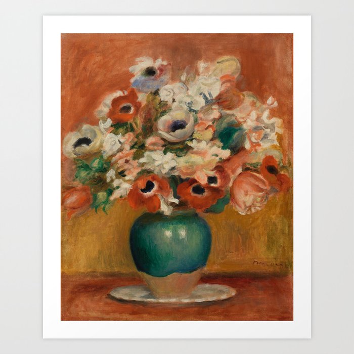 Pierre Auguste Renoir Flowers in Vase c1885 Art Print