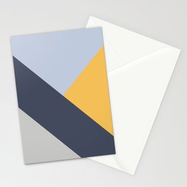 Navy blue diagonal stripe with colorful triangles Stationery Card