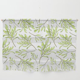 Tea tree leaves seamless pattern. Hand drawn vintage illustration of Melaleuca. Green medicinal plant isolated on white background.  Wall Hanging