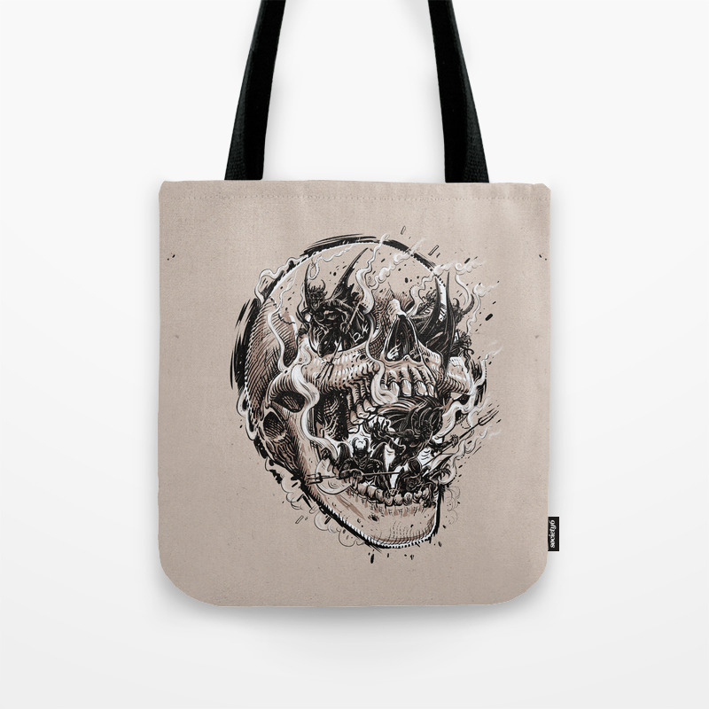 Skull With Demons Struggling To Escape Tote Bag