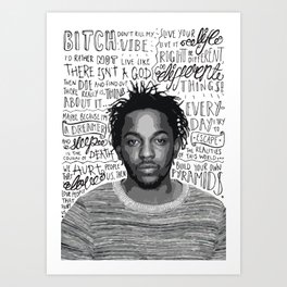 Kendrick Lamar quote print / poster hand drawn type / typography Art Print