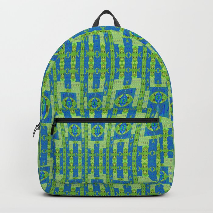 Blue Green Dancing Wave Abstract Backpack