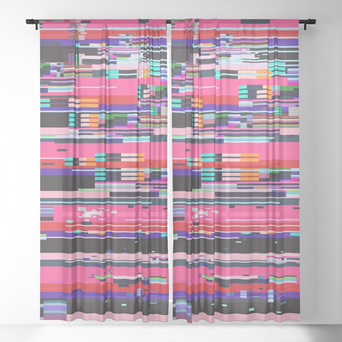 Retro VHS background like in old video tape rewind or no signal TV screen with glitch camera effect. Vaporwave/ retrowave style illustration. Sheer Curtain