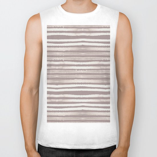 Simply Shibori Stripes Lunar Gray and Red Earth Biker Tank