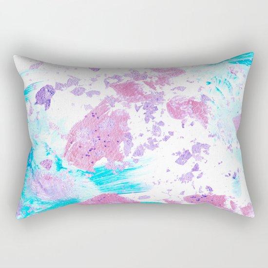 Pink and Blue Metallic Modern Abstract Rectangular Pillow