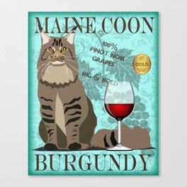 Maine Coon Burgundy Wine - Cat Graphic Poster Canvas Print