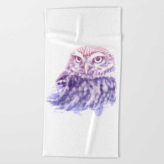 OWL SUPERIMPOSED WATERCOLOR Beach Towel