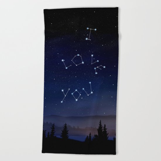 I love You Stars Design Beach Towel
