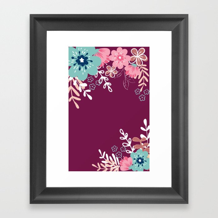 Floral Frame Framed Art Print