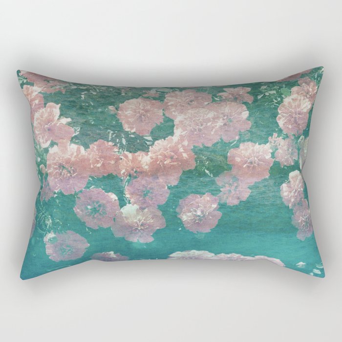 peach floral vintage photo effect Rectangular Pillow